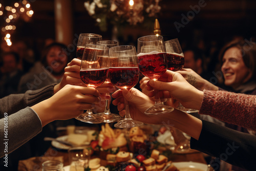 people cheering wine enjoy party to night business people party celebration success Merry Christmas Happy new year  Concept.