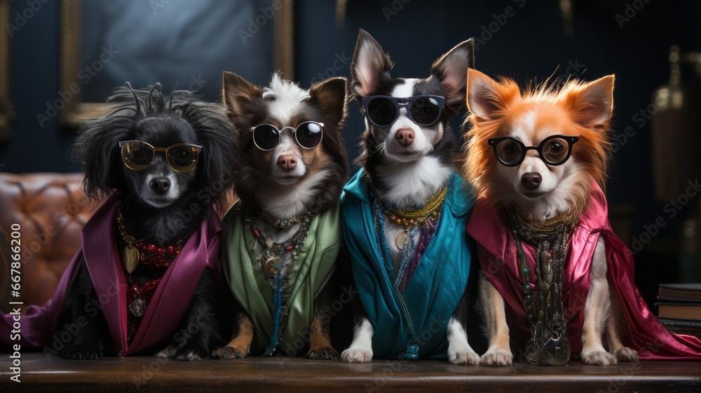 Beautiful dogs at a fashion show