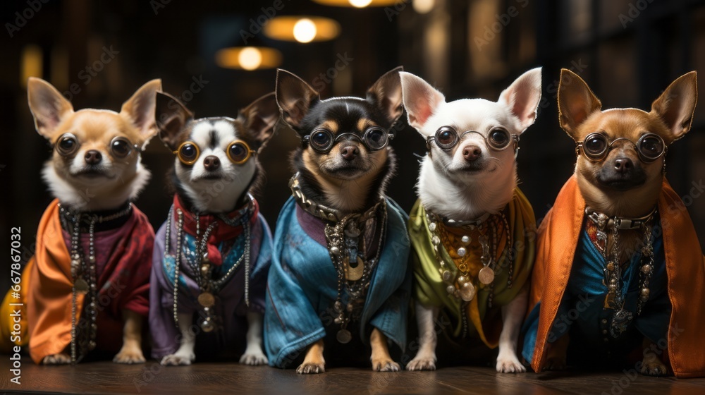 Beautiful dogs at a fashion show