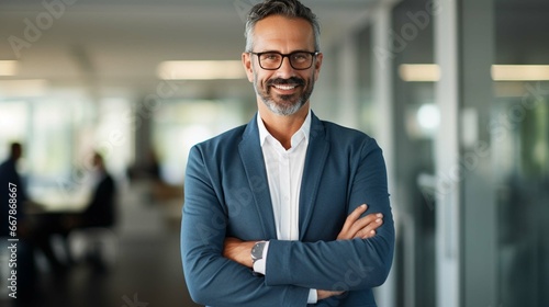 Our business is built on confidence. Cropped shot of a businessman standing in the office with his arms folded looking confident and smiling at the camera.