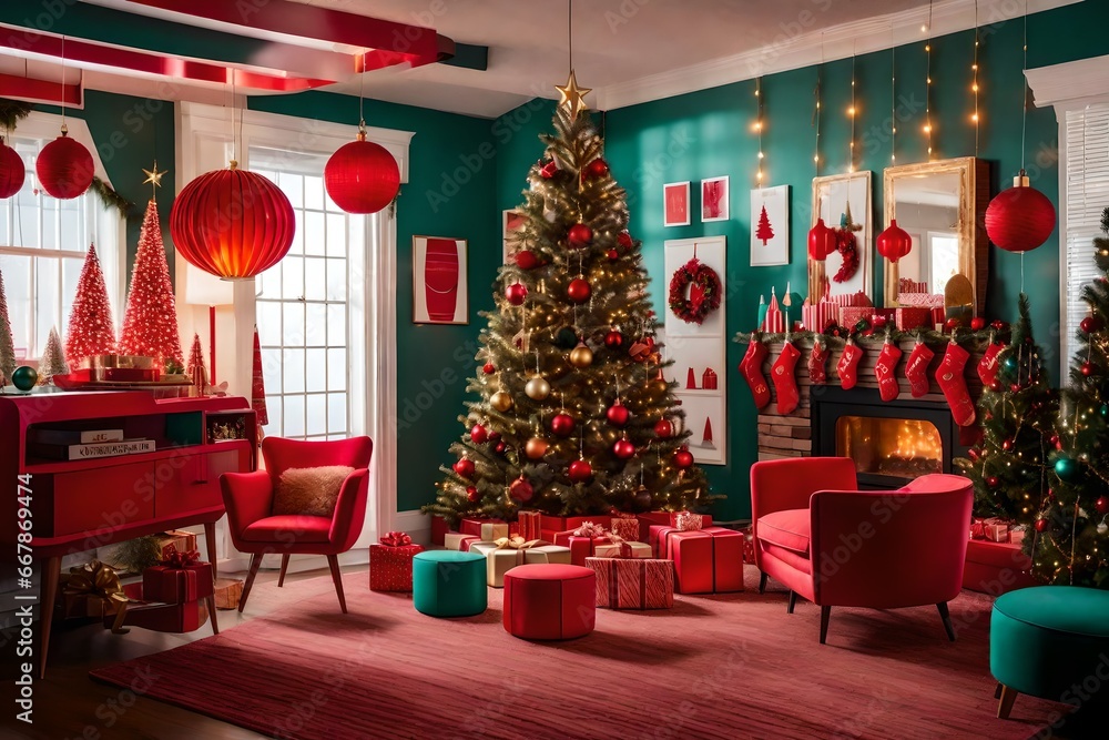 Immerse yourself in the classic charm of a beautifully decorated Christmas tree, adorned with festive decorations, capturing the heartwarming spirit of the holiday season.