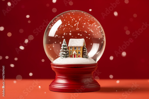 Realistic Musical Snow Christmas Globe on Festive Background - Created with Generative AI Tools