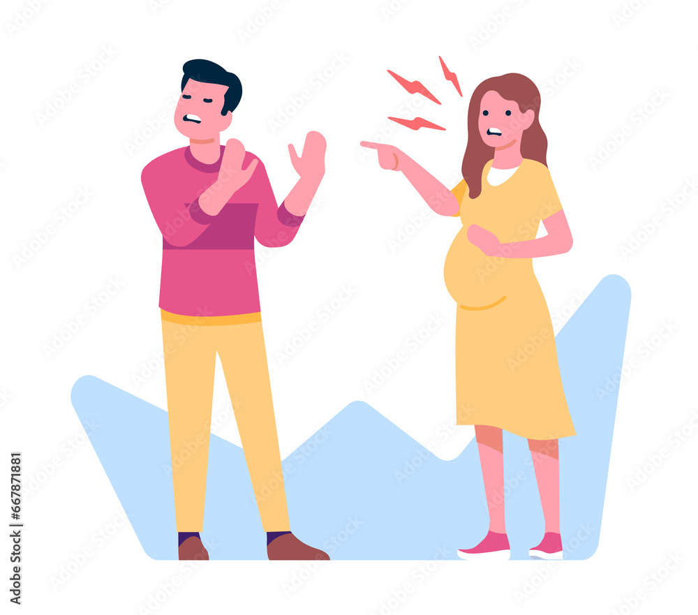 Married couple quarrels. Angry husband and irritated pregnant wife. Family conflict. Aggressive conversation. Arguing man and woman. Misunderstanding and furious dialog. png concept Married couple quarrels. Angry husband and irritated pregnant wife. Family conflict. Aggressive conversation. Arguing man and woman. Misunderstanding and furious dialog. png concept