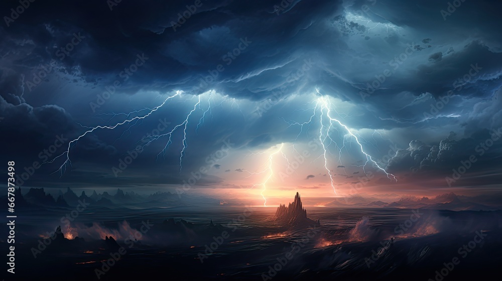  Lightning thunderstorm flash night Concept 