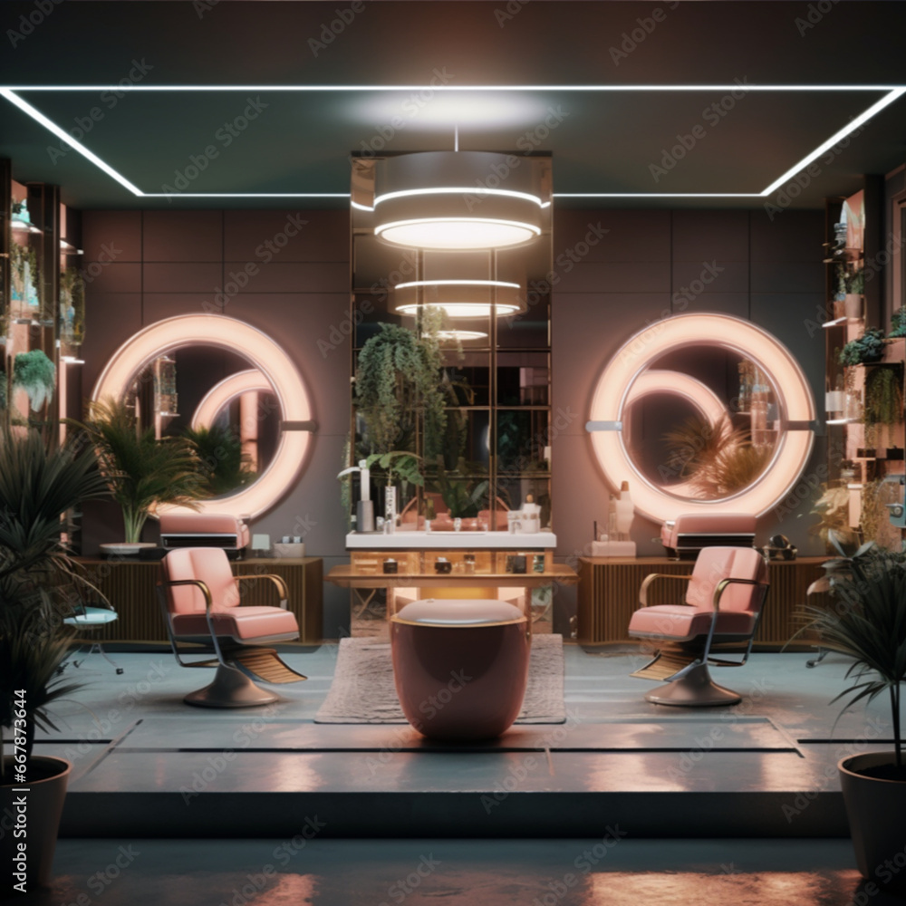 create visualization of future hair salon. Visualization according