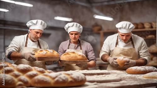 Bread production on an industrial scale is carried out by bakers working in industrial factories. This process uses specialized automatic systems. In the bakery shop, modern chefs