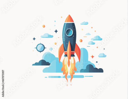 vector flat style illustration of rocket flying up with rocket and rocket vector flat style illustration of rocket flying up with rocket and rocket rocket and space rocket launch, rocket launch concep