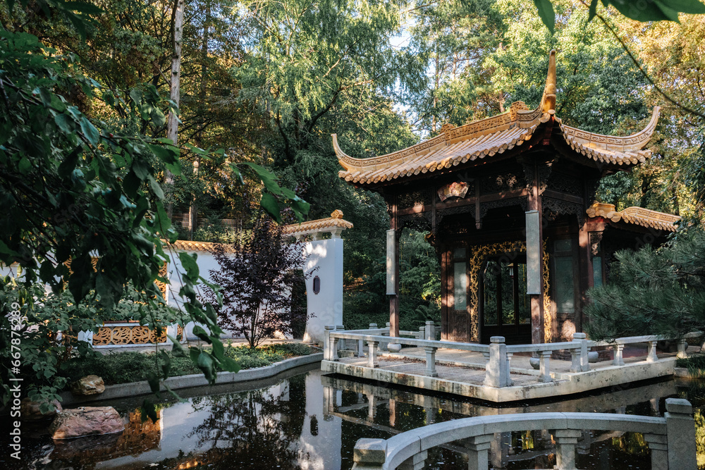 Chinese garden at the West Park in Munich, Germany