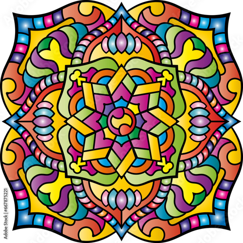 Mandala. Arabic  Indian  Islam  Chinese motifs. Vector illustration.