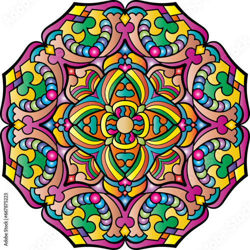 Mandala. Arabic  Indian  Islam  Chinese motifs. Vector illustration.