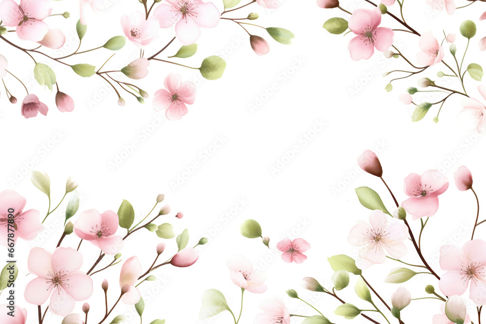 Spring flower pattern on white background, illustration generated by AI