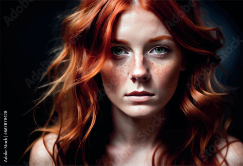 red - haired young woman with freckles. portrait red - haired young woman with freckles. portrait portrait of red - haired woman with freckles