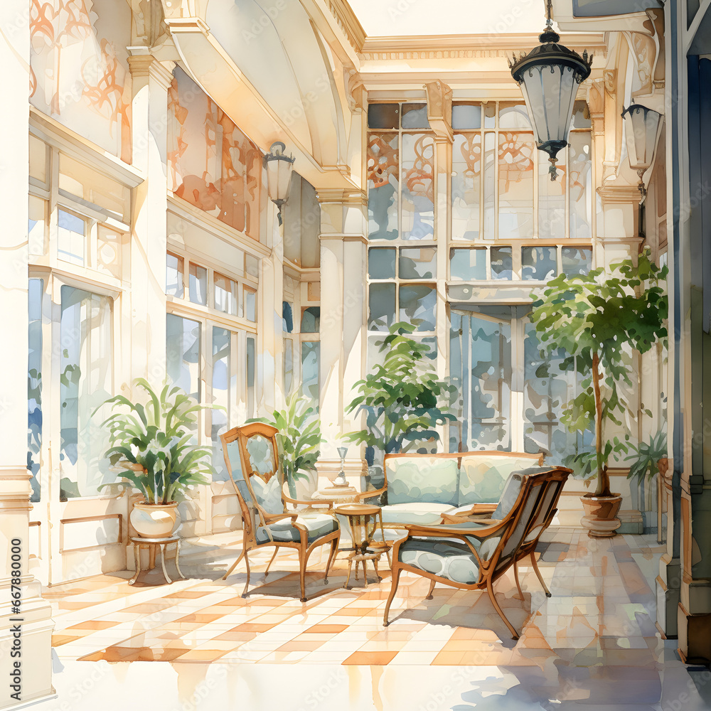 Fototapeta premium luxury hotel room with a balcony