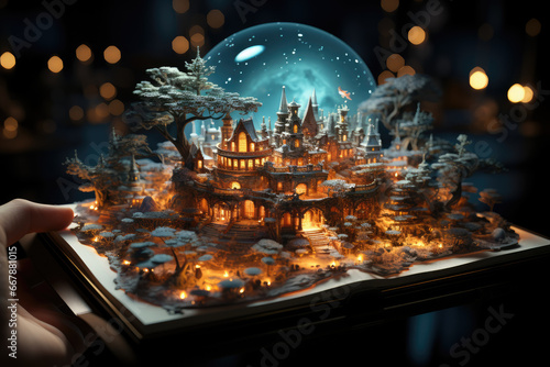A holographic Christmas storybook that brings classic tales to life with interactive elements. Generative Ai.