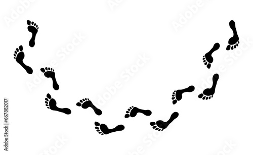 Human Barefoot Foot Track. Imprint silhouette on white