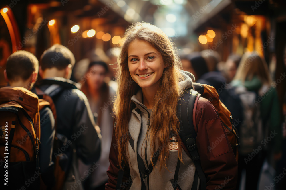 A group of young people participating in international exchange programs, promoting cultural exchange. Generative Ai. A group of young people participating in international exchange programs, promoting cultural exchange. Generative Ai.