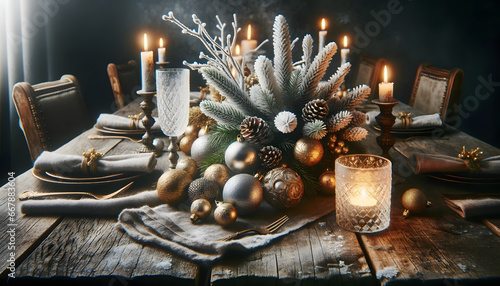 Christmas decorations, presents, generative ai photo