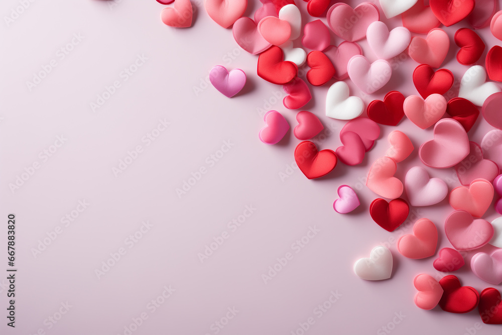 Valentine's Day background. hearts and copy space. generative ai