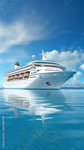 Cruise ship in the ocean on a sunny day