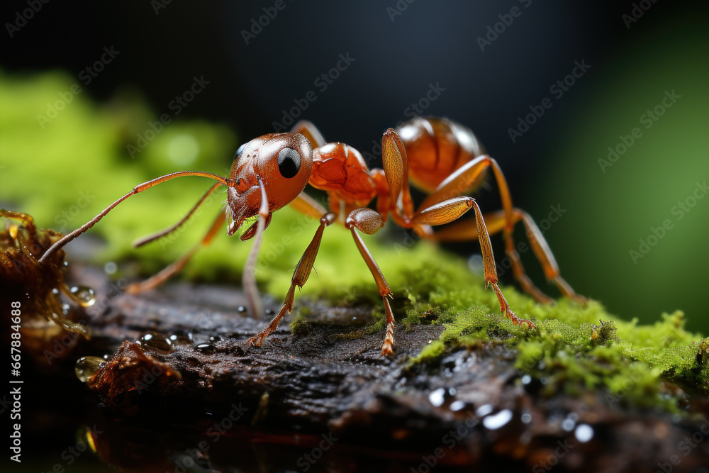 An industrious ant carrying a leaf many times its size back to the colony, highlighting teamwork among ants. Generative Ai. An industrious ant carrying a leaf many times its size back to the colony, highlighting teamwork among ants. Generative Ai.