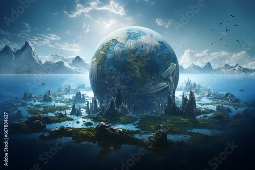 Earth during an ice age. Generative AI © Jovanni