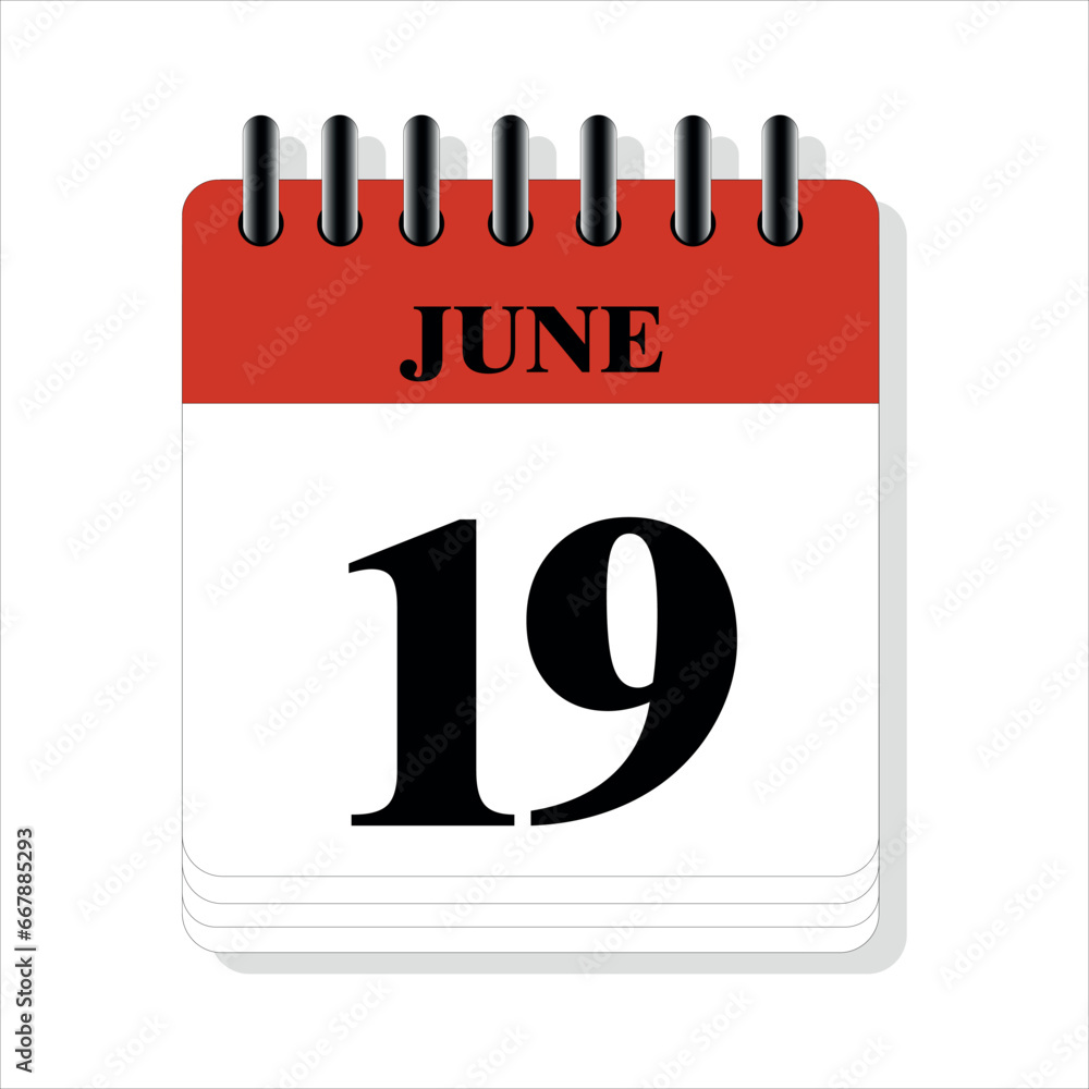 June 19 calendar date design June 19 calendar date design