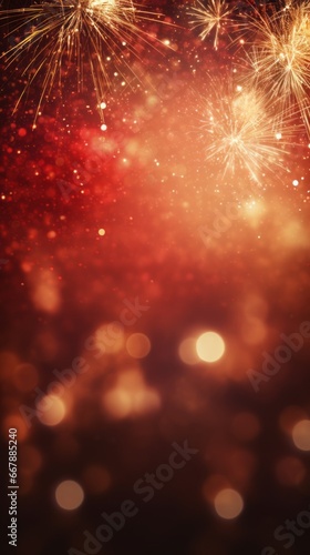Colorful fireworks and bokeh lights for New Year celebration background