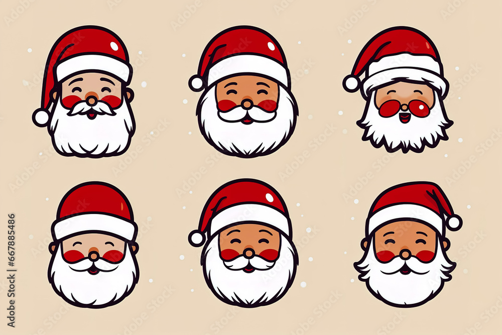Flat Santa Claus characters collection.