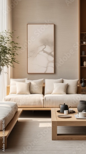 Interior of modern living room with sofa and coffee table © hardqor4ik