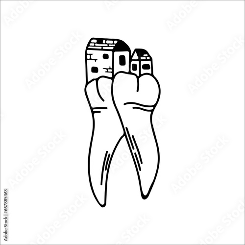 dental concept home doodle illustration vector