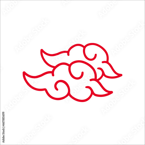 red cloud ouline illustration vector