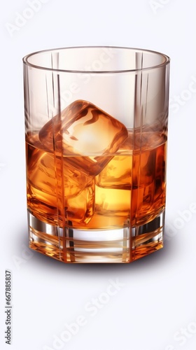 Wallpaper Mural Glass of whiskey with ice cubes isolated on white background, close up Torontodigital.ca