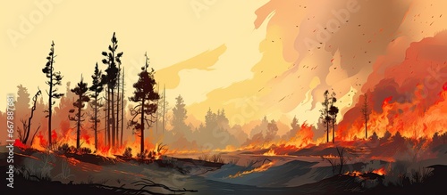 Leinwand Poster Using firebreaks to prevent forest fires