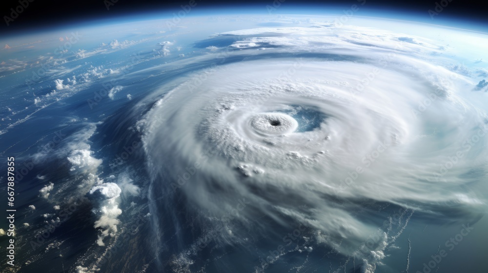 space view of an hurricane, copy space, 16:9