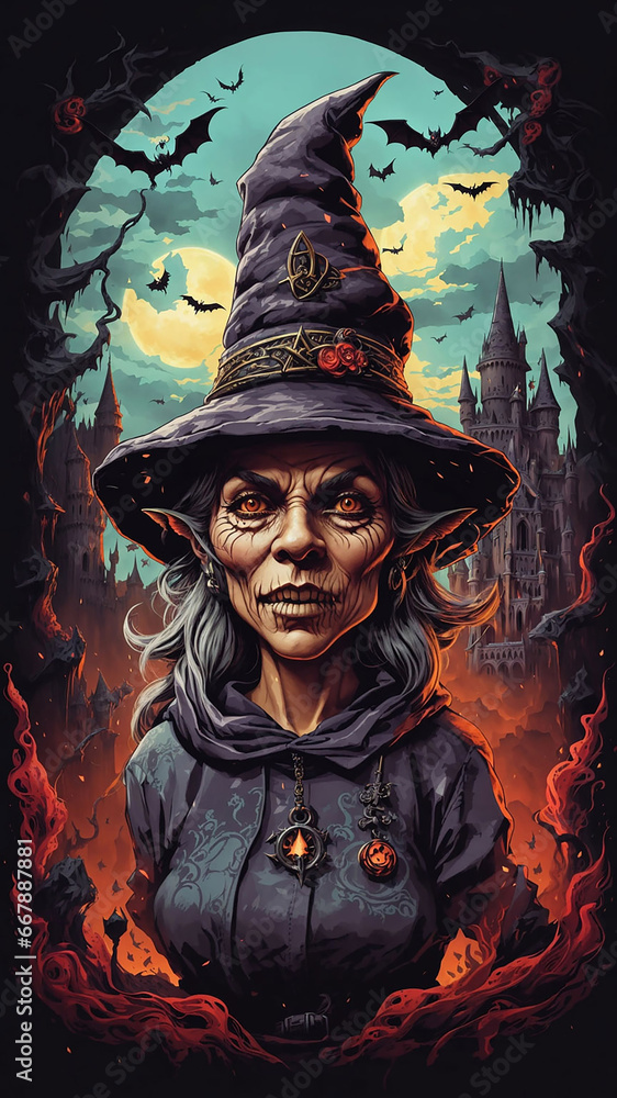 Obraz premium Halloween T-Shirt Design & Mobile Wallpaper