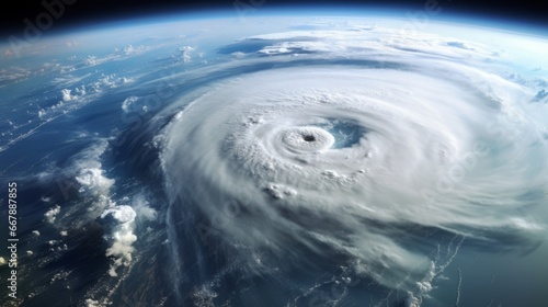 space view of an hurricane, copy space, 16:9