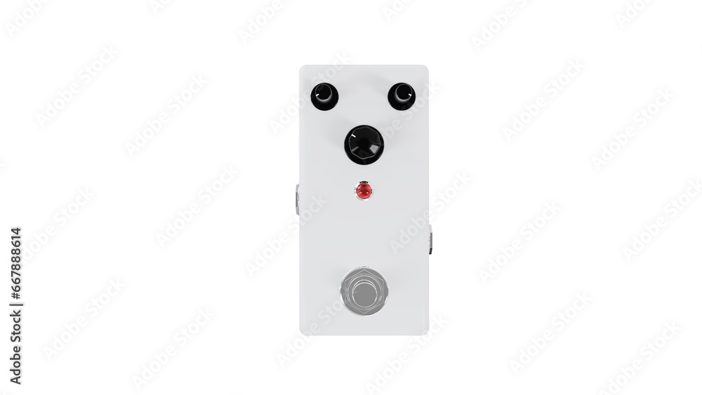 White empty pedal for electric guitar isolated on transparent and white background. Music concept. 3D render White empty pedal for electric guitar isolated on transparent and white background. Music concept. 3D render