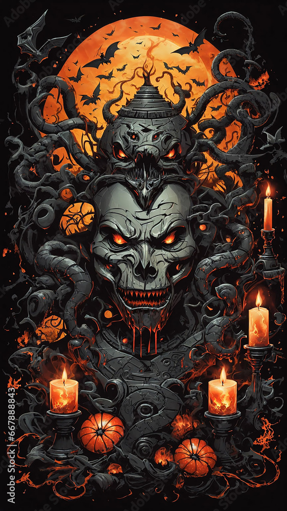 Halloween T-Shirt Design & Mobile Wallpaper