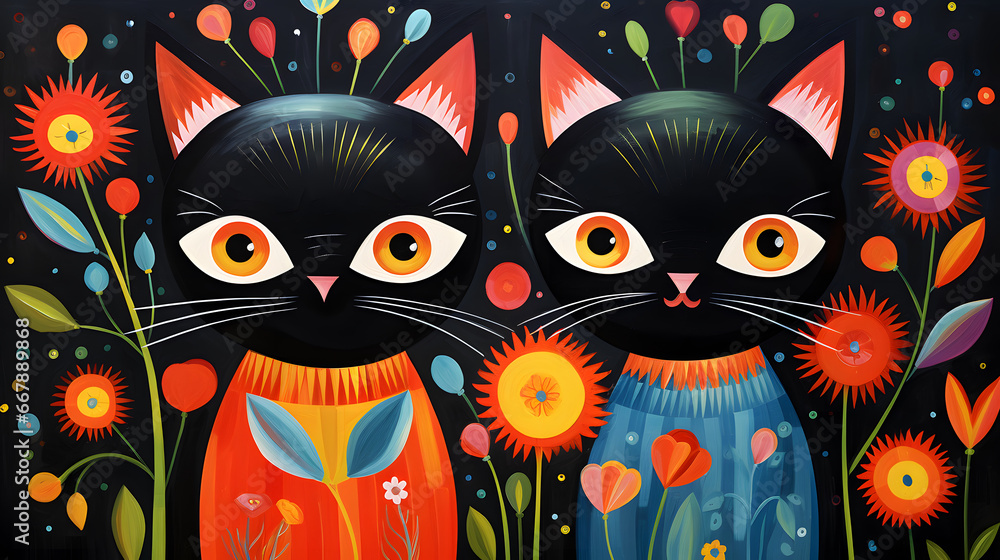 cat family figurative cubist painting cat family figurative cubist painting