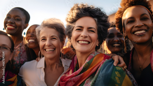mujeres de diversas razas y edades ríen y son felices