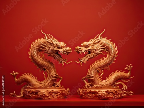 Wallpaper Mural chinese new year, statue of two dragons facing each other, concept culture Torontodigital.ca