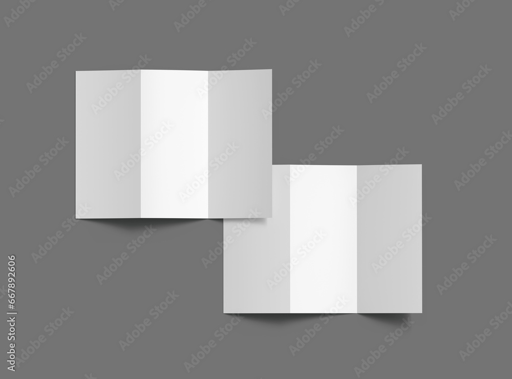 Customizable A4 Z-fold brochure mockup to present your design. 3d render Customizable A4 Z-fold brochure mockup to present your design. 3d render