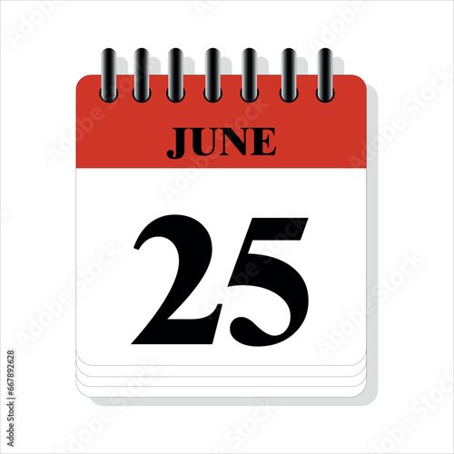 June 25 calendar date design