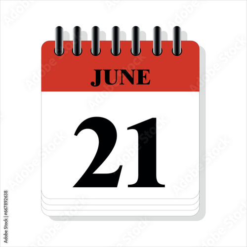 June 21 calendar date design