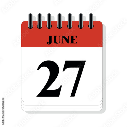 June 27 calendar date design