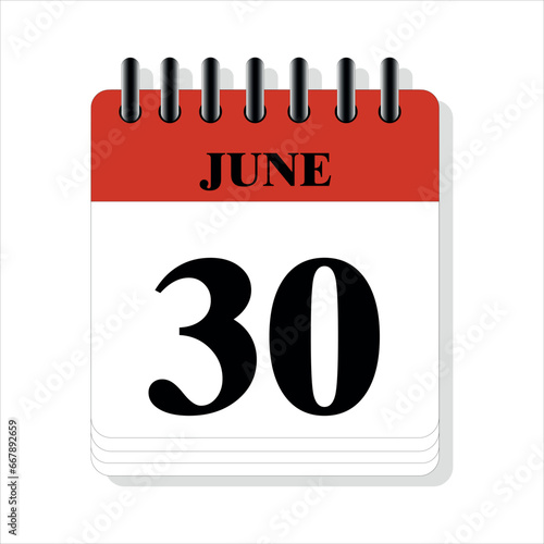 June 30 calendar date design