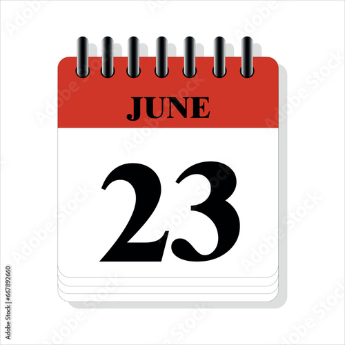 June 23 calendar date design