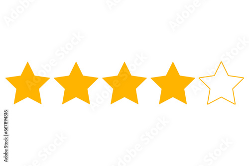 Four star rating. Product review Flat & Unique icon for apps and websites