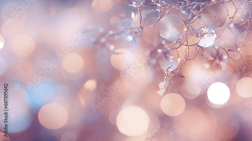 Close-Up of Dew-Kissed Spider Web, Glistening Bokeh Background