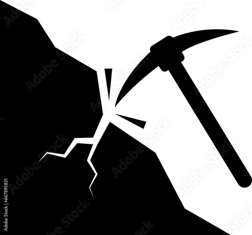 The process or industry of obtaining coal or other minerals from a mine, editable icon of mining